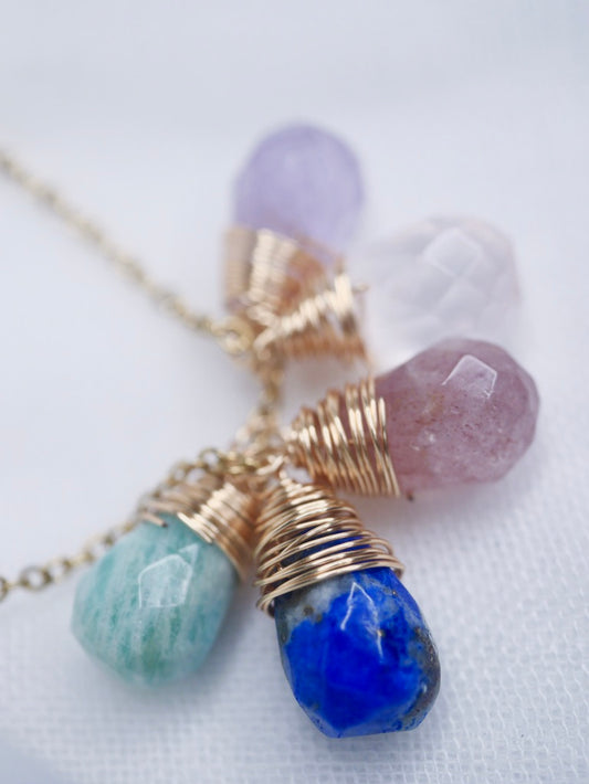 Wire Wrapped Rose Quartz Teardrop Necklace