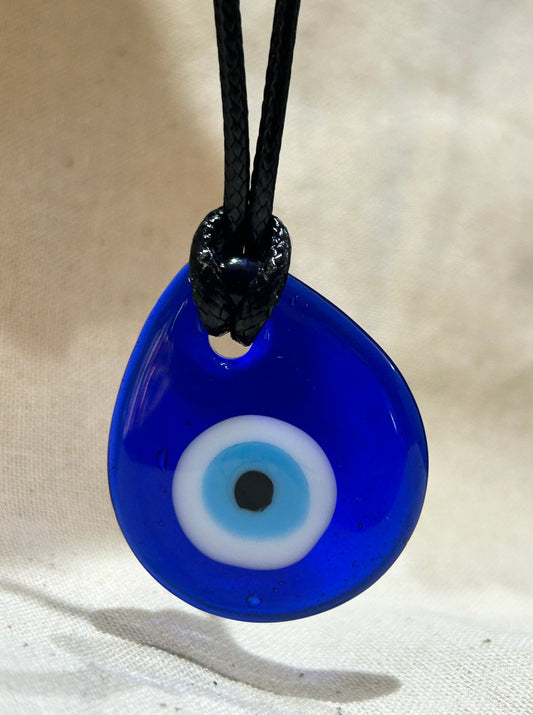 Evil Eye Glass Necklace Teardrop