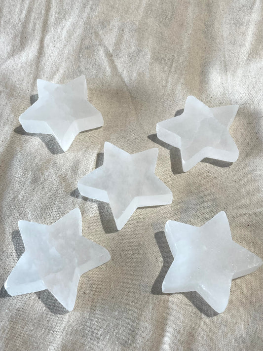 Selenite Star Carving