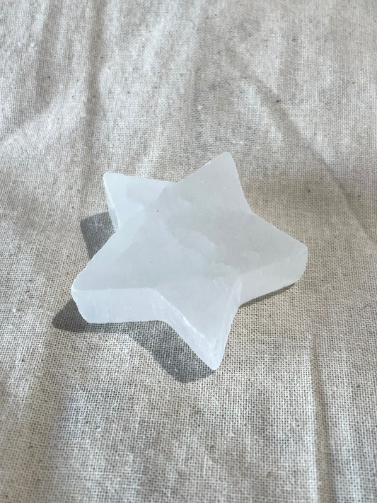 Selenite Star Carving