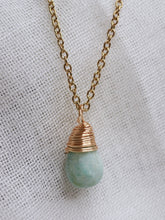 Load image into Gallery viewer, Wire Wrapped Amazonite Teardrop Necklace
