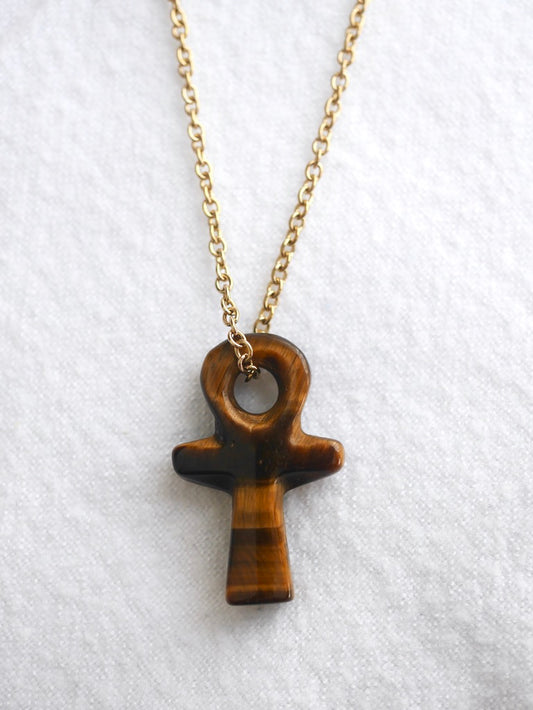 Tigers Eye Ankh Necklace