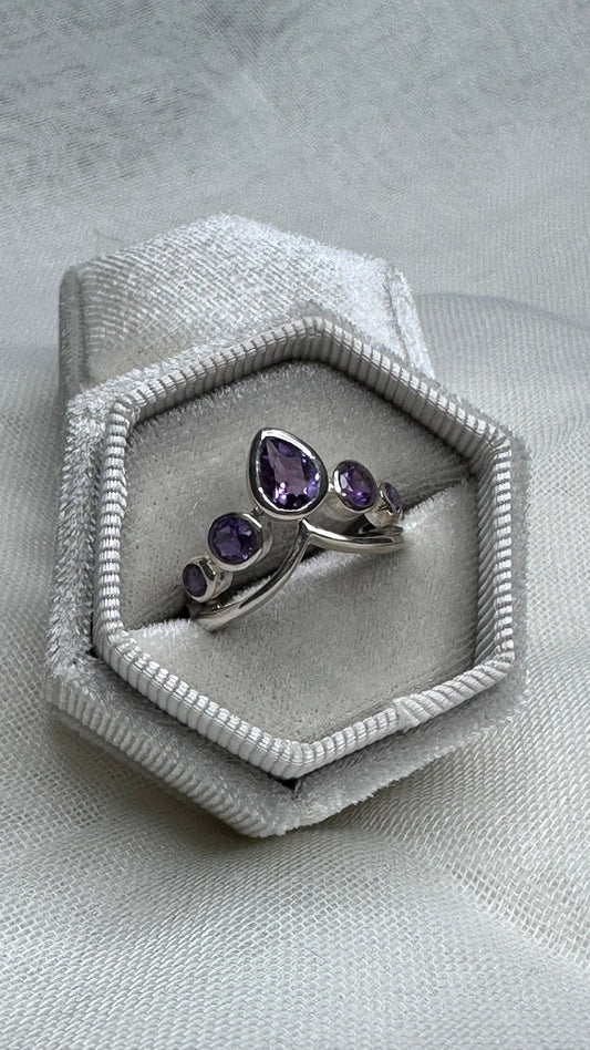 Sterling Silver Amethyst Tiara Ring