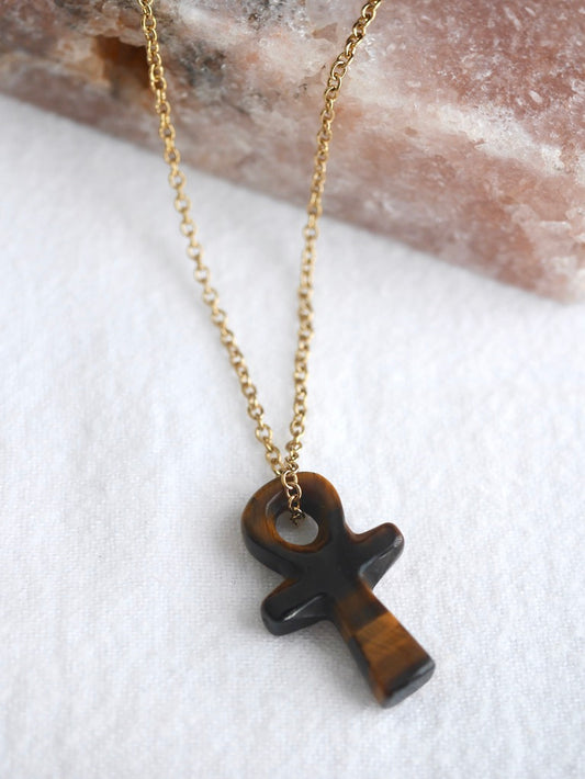 Tigers Eye Ankh Necklace