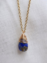 Load image into Gallery viewer, Wire Wrapped Lapis Teardrop Necklace
