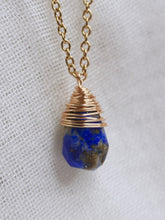 Load image into Gallery viewer, Wire Wrapped Lapis Teardrop Necklace
