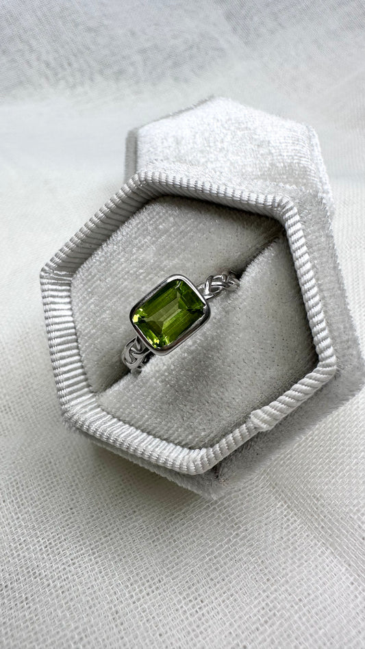 Sterling Silver Peridot Ring- Celtic Band