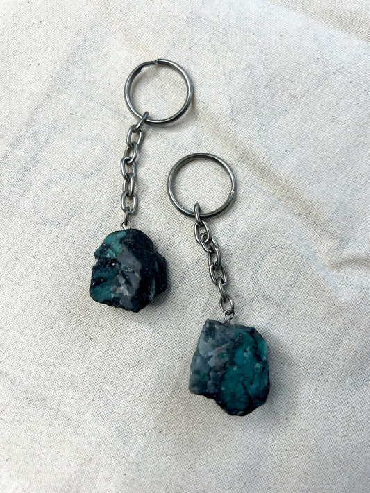 Rough Emerald Keychain