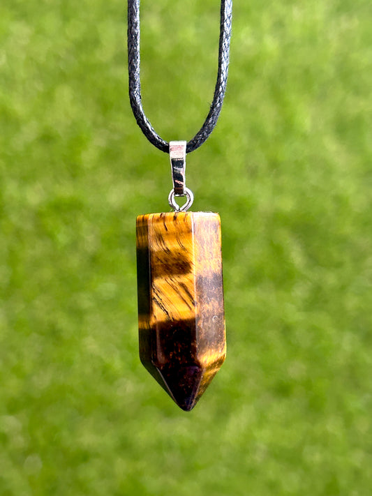 Tiger Eye Crystal Point Necklace