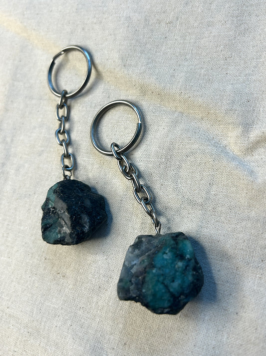 Rough Emerald Keychain