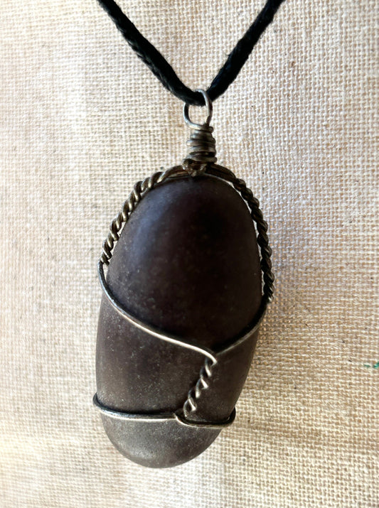 Shiva Lingam Wire Wrap Necklace