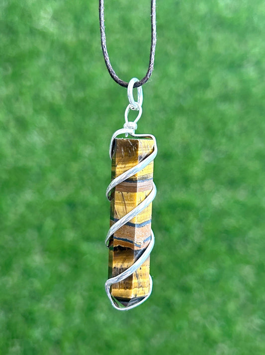 Tiger Eye Spiral Wrap Point Necklace