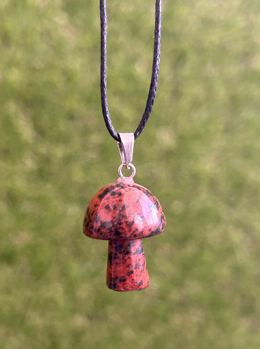 Mushroom Necklace Mahogany Obsidian