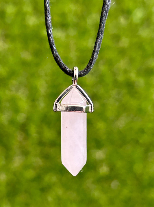 Rose Quartz Double Terminated Point Necklace