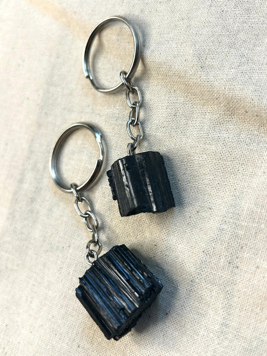 Black Tourmaline Rough Keychain