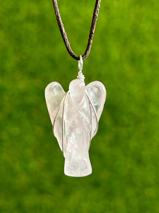 Rose Quartz Angel Necklace