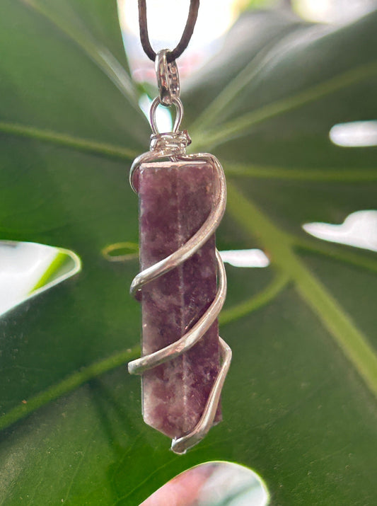 Lepidolite Spiral Wrap Necklace