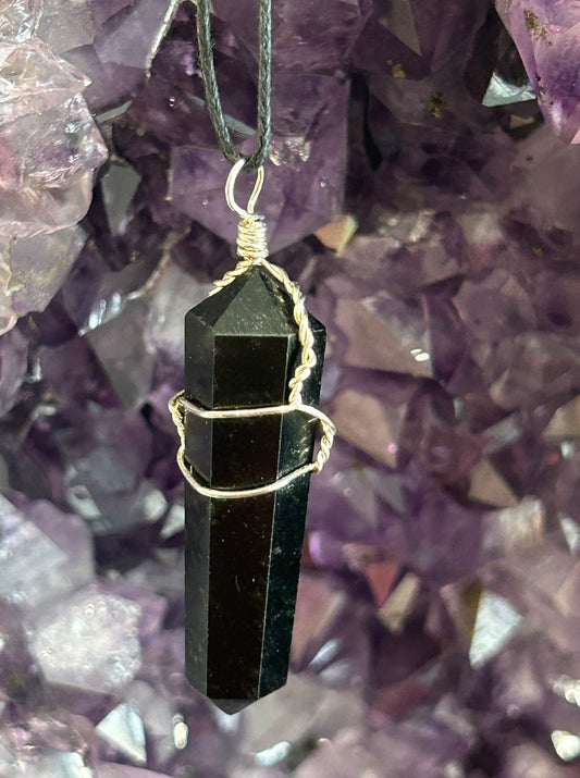 Obsidian Wire Wrap Necklace