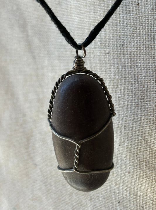 Shiva Lingam Wire Wrap Necklace