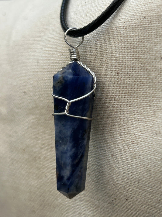 Sodalite Wire Wrap Necklace