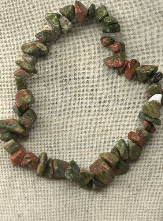 Unakite Chip Bracelet