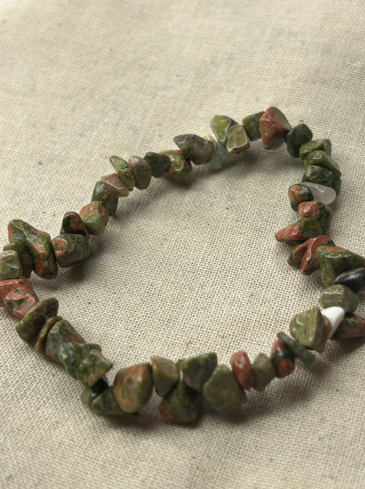 Unakite Chip Bracelet