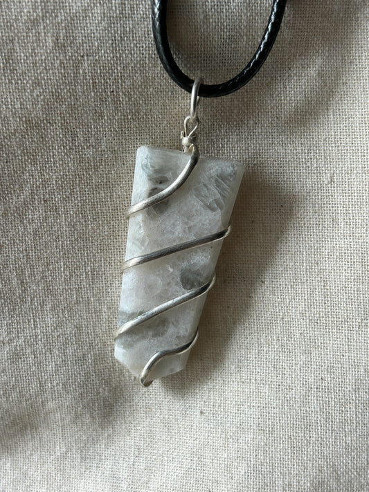 Moonstone Flat Spiral wrap necklace