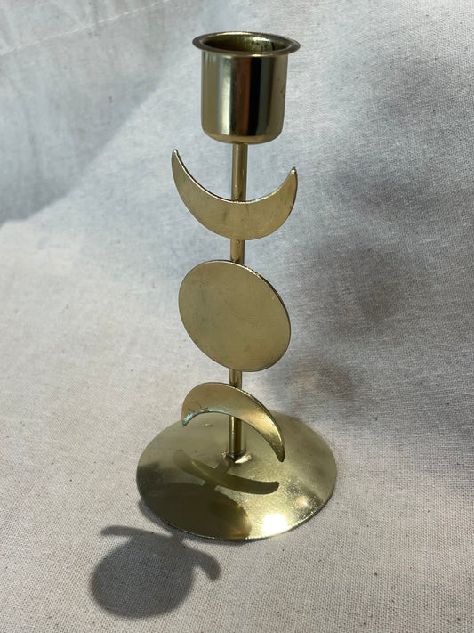 Brass Moon Phase Candle Holder