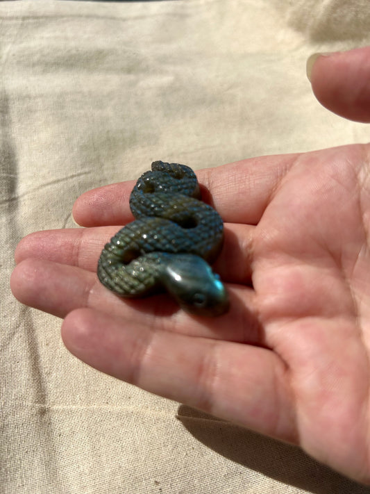 Labradorite Snake Carving