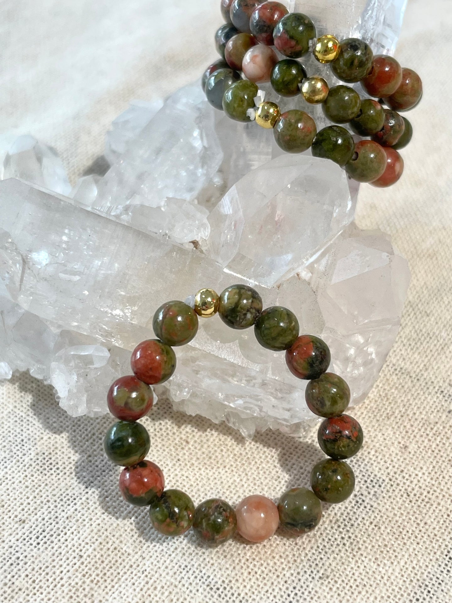 Unakite Beaded Ring