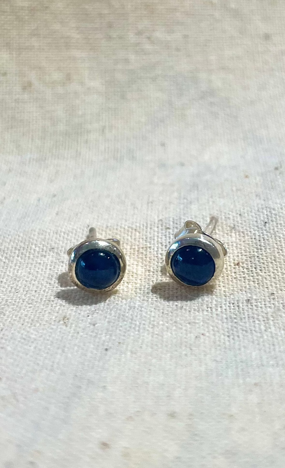 Sapphire Stud Earrings - Sterling Silver