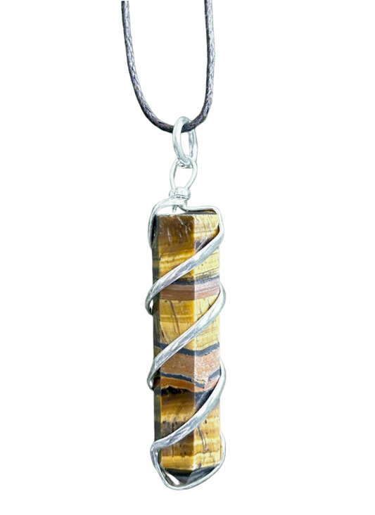 Tiger Eye Spiral Wrap Point Necklace