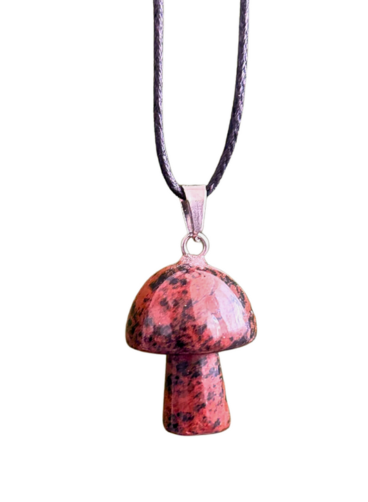 Mushroom Necklace Mahogany Obsidian