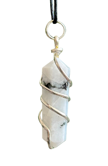 Moonstone Spiral Wrap Point Necklace