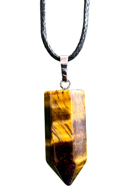 Tiger Eye Crystal Point Necklace