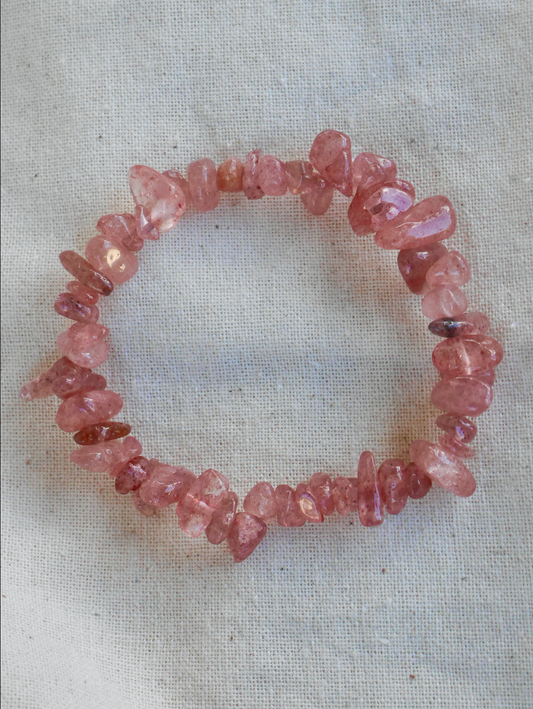 Strawberry Quartz Chip Bracelet