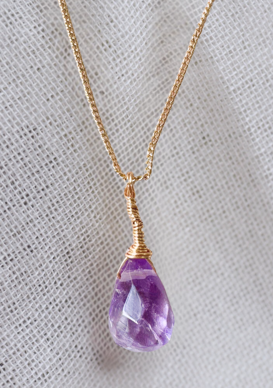 Faceted Amethyst Wire Wrap Necklace