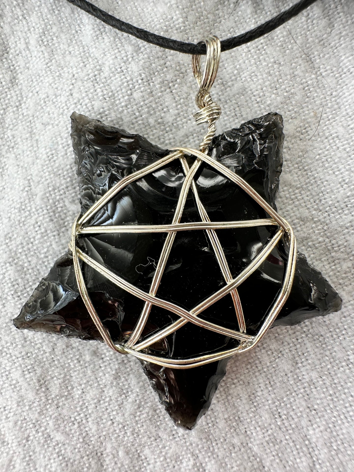 Obsidian Pentacle Necklace