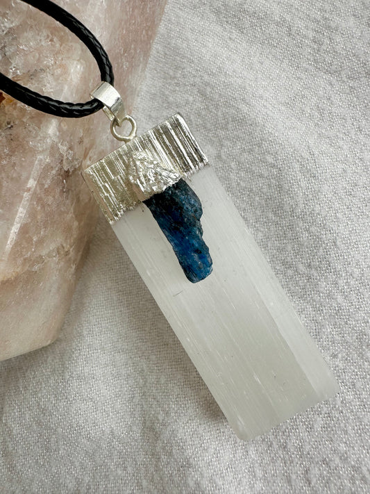 Selenite and Kyanite Necklace