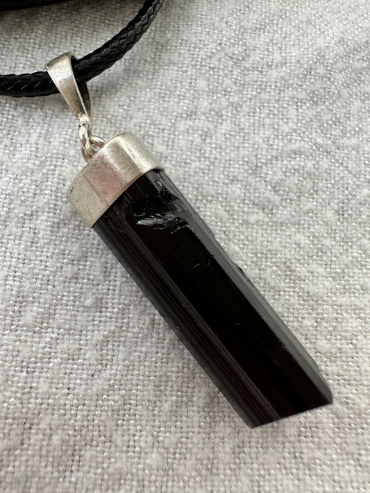 Black Tourmaline Sterling Silver Necklace