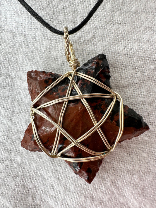 Mahogany Obsidian Pentacle Necklace