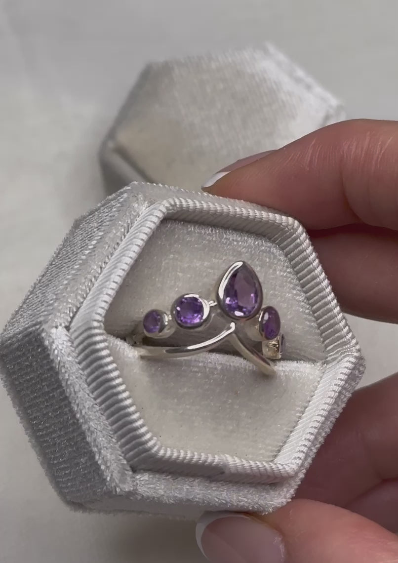 Sterling Silver Amethyst Tiara Ring