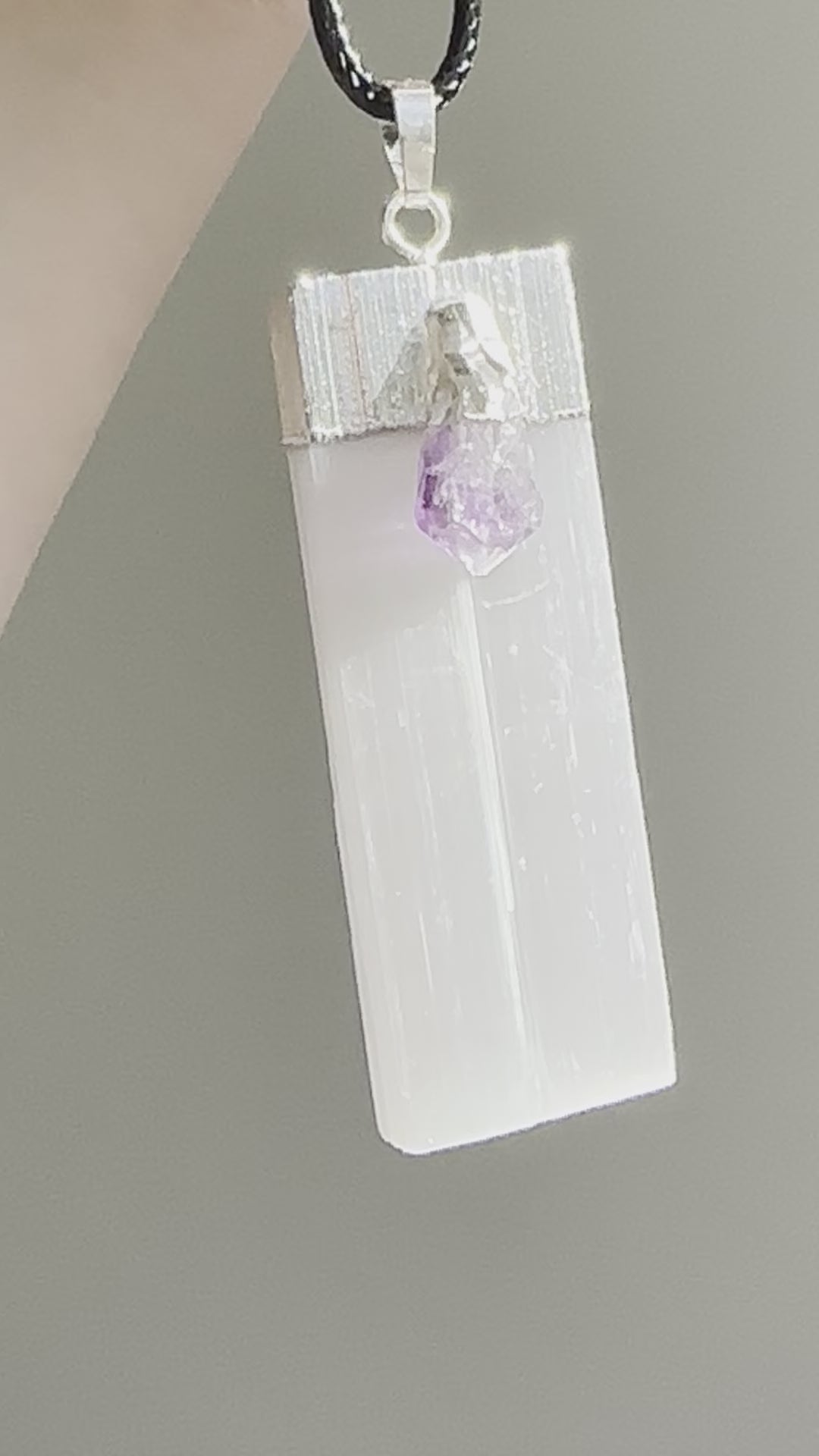 Selenite and Amethyst Necklace