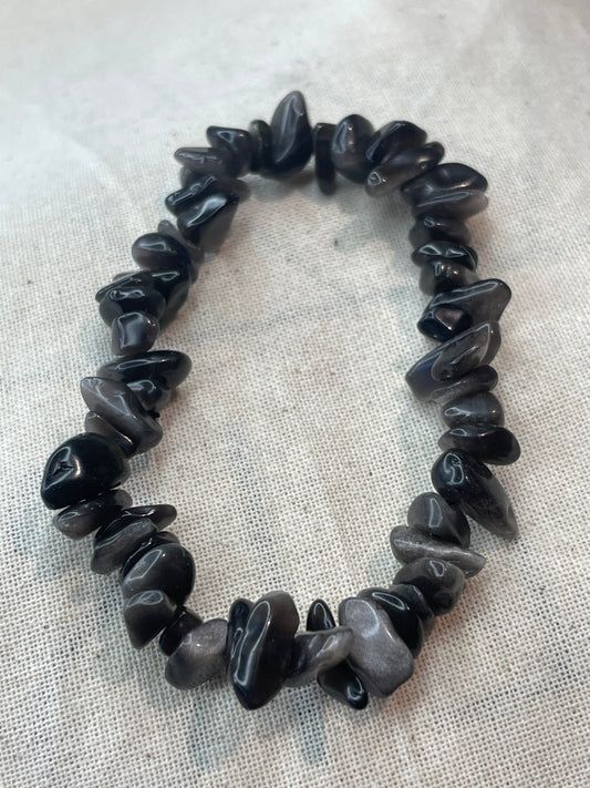 Sheen Obsidian Chip Bracelet