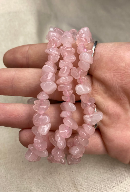 Rose Quartz Chip Bracelet