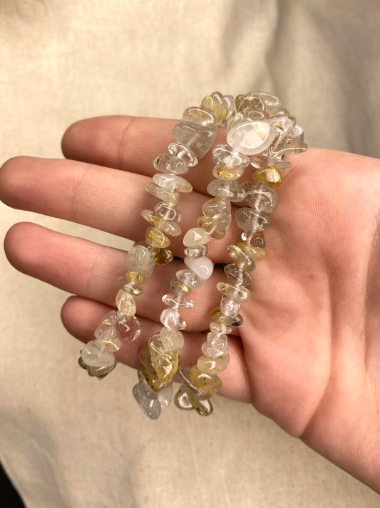 Rutile Quartz Chip Bracelet