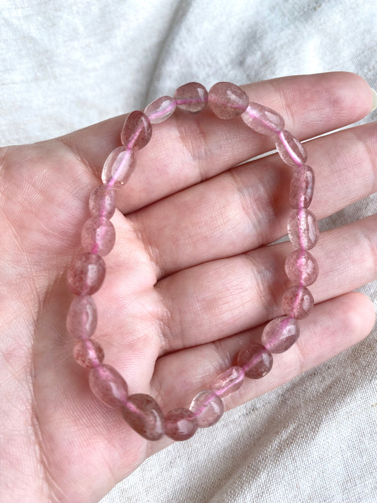 Strawberry Quartz Pebble Bracelet