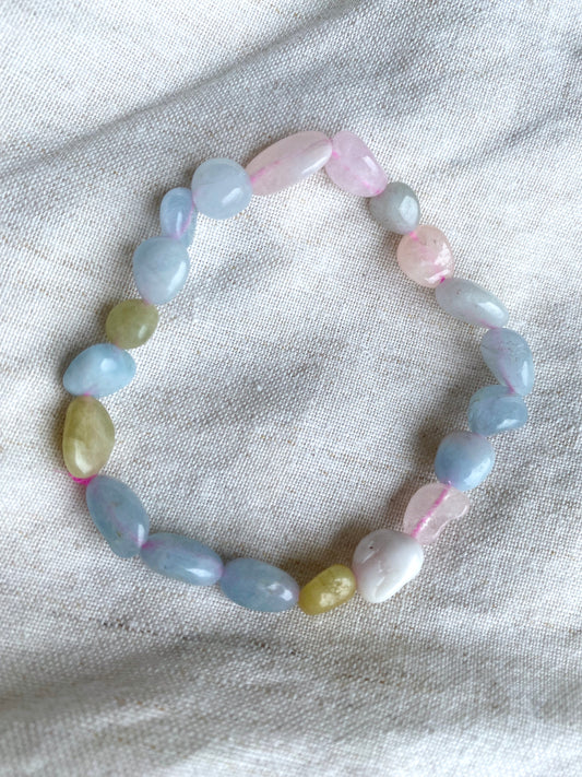 Morganite Aquamarine Pebble Bracelet