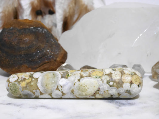 Conglomerate stone crystal massage wand