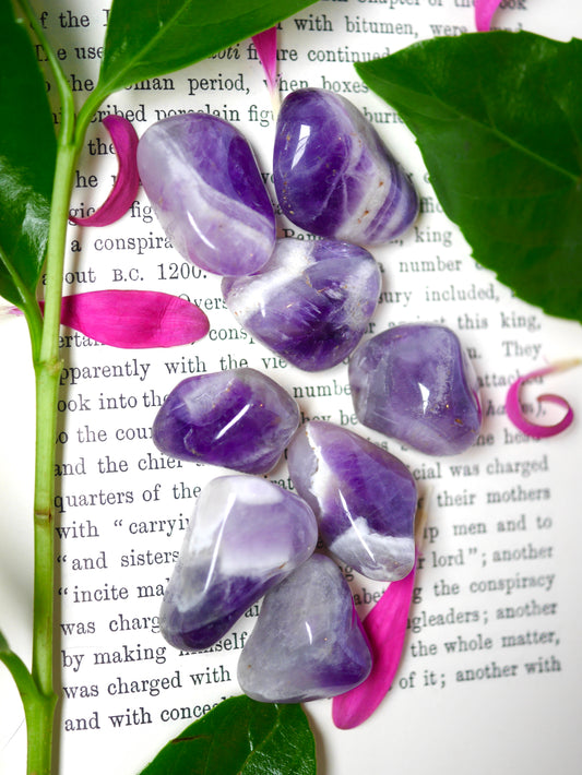 Chevron amethyst tumbled stone